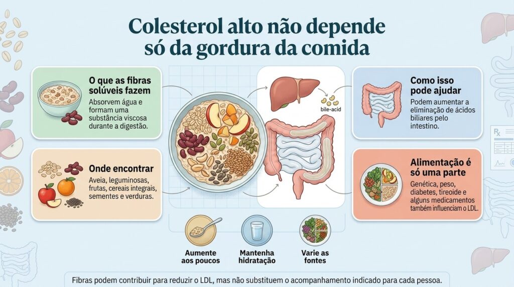 O controle do colesterol também envolve incluir fontes de fibras solúveis, além de reduzir o excesso de gordura saturada.