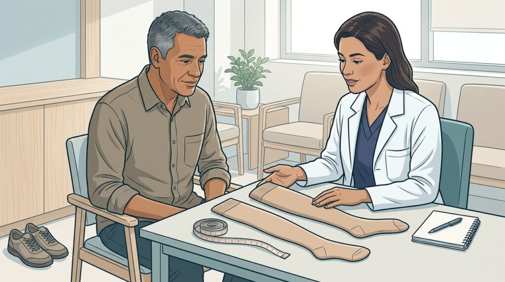 Medida, ajuste, rotina e orientação favorecem o uso correto das meias de compressão.