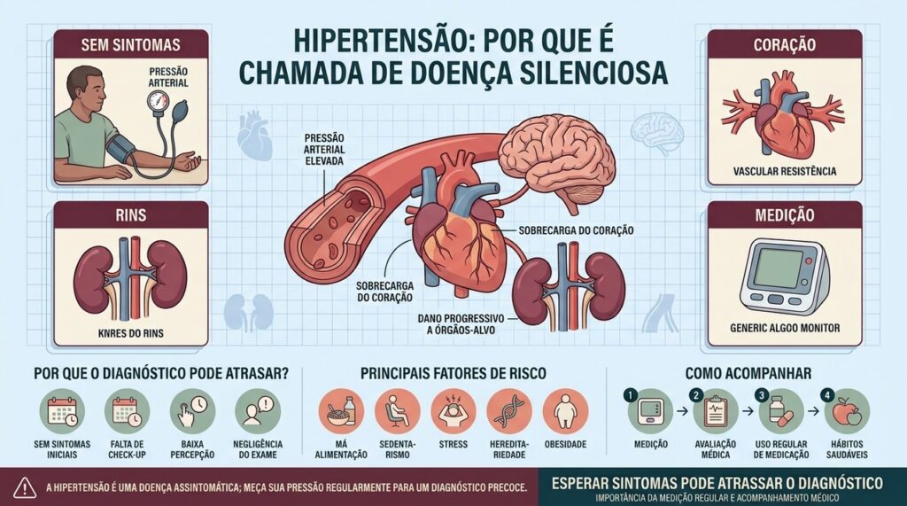 Ausência de sintomas, fatores de risco e medição explicam o perigo silencioso da hipertensão.