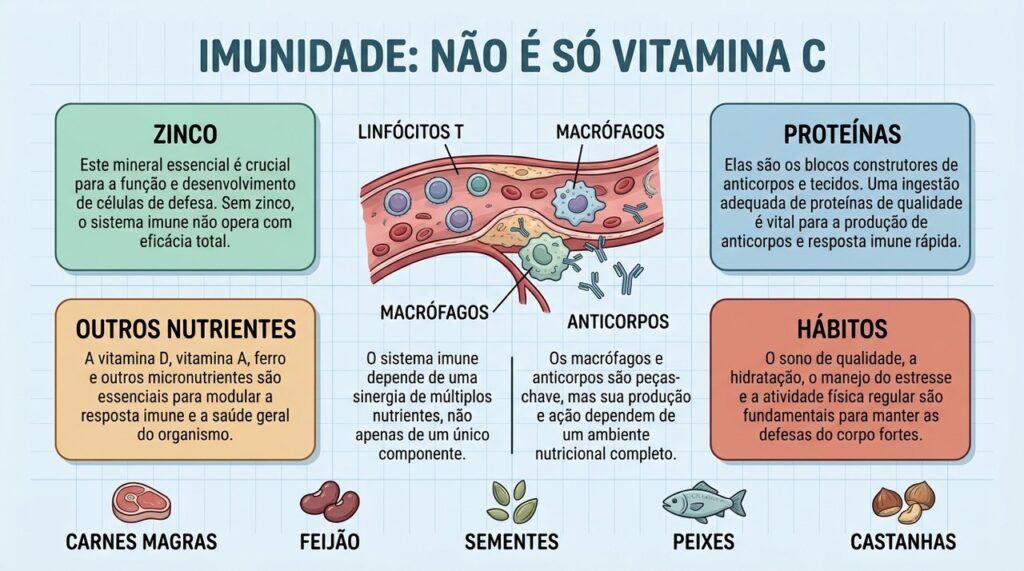 Zinco, proteínas, outros nutrientes e hábitos trabalham juntos para sustentar a imunidade.