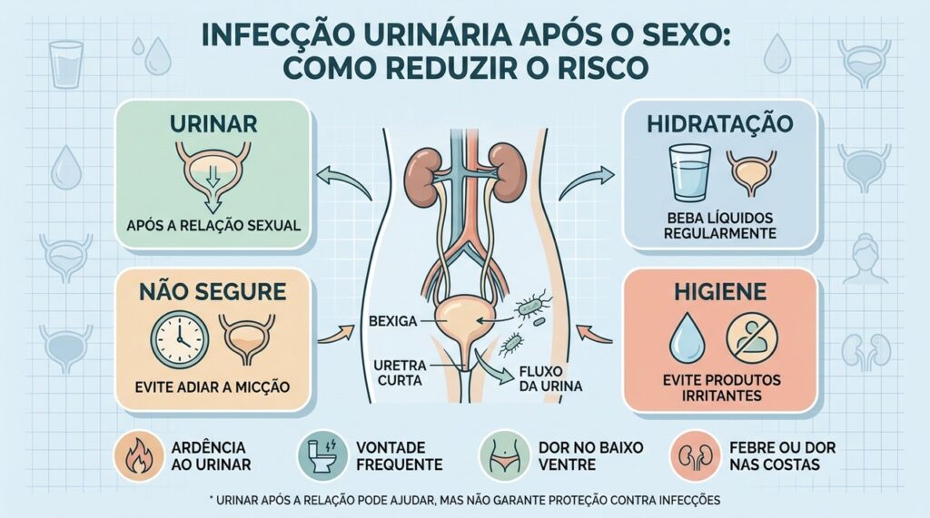 Micção, hidratação, hábitos urinários e higiene ajudam na prevenção de infecções recorrentes.