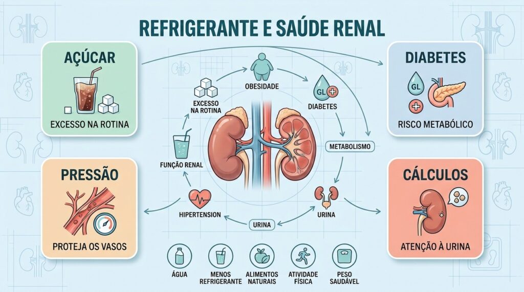 Açúcar, diabetes, pressão alta e cálculos ajudam a explicar a relação com os rins.