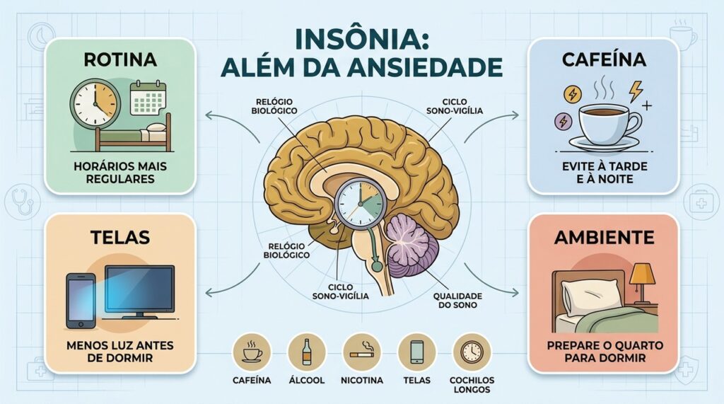Rotina regular, menos estimulantes, telas reduzidas e ambiente adequado favorecem um sono melhor.