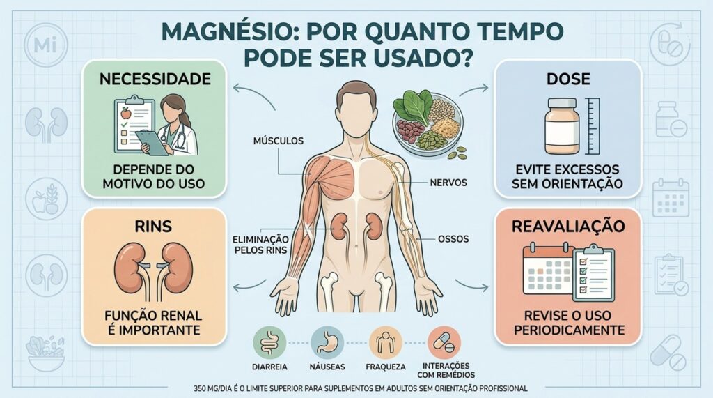Necessidade, dose, rins e reavaliação determinam a segurança do uso prolongado.