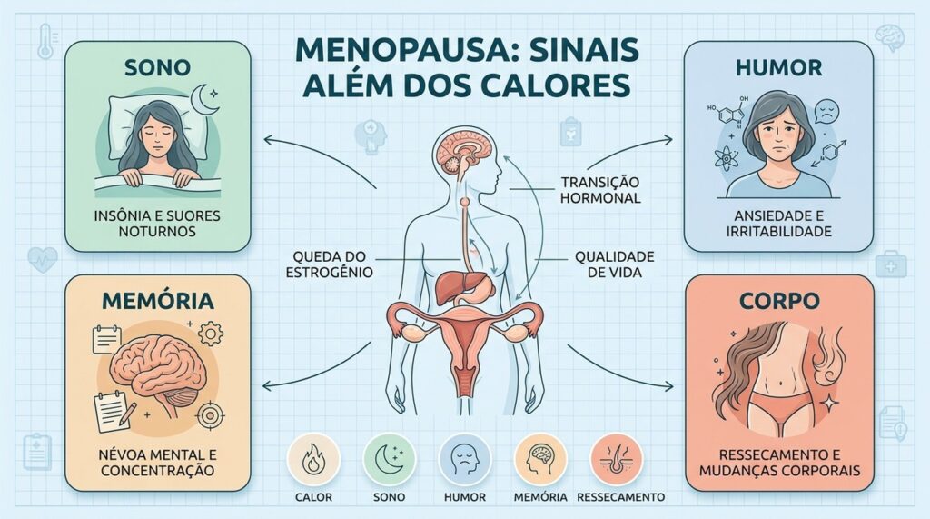 Sono, humor, memória e mudanças corporais revelam a complexidade da transição menopáusica.