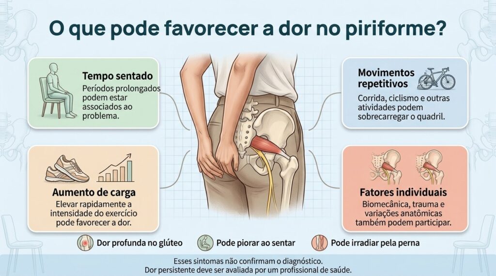 A síndrome do piriforme pode estar relacionada a diferentes fatores, e os sintomas isolados não confirmam o diagnóstico.