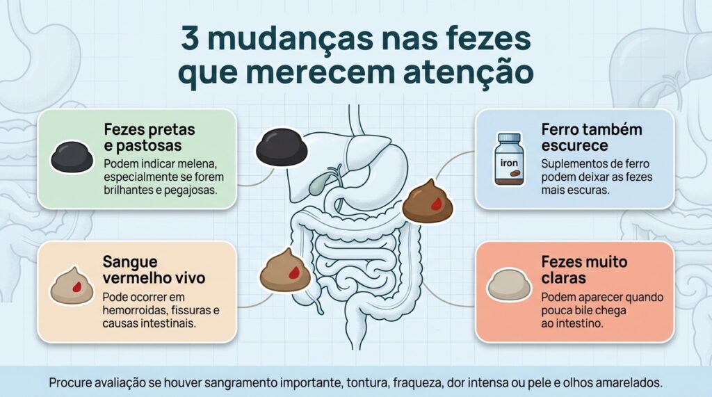 Cor, consistência e sintomas associados ajudam a diferenciar alterações simples de sinais que precisam de avaliação.