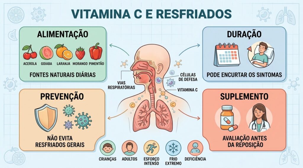 Alimentação, duração dos sintomas e indicação individual orientam o uso de vitamina C.