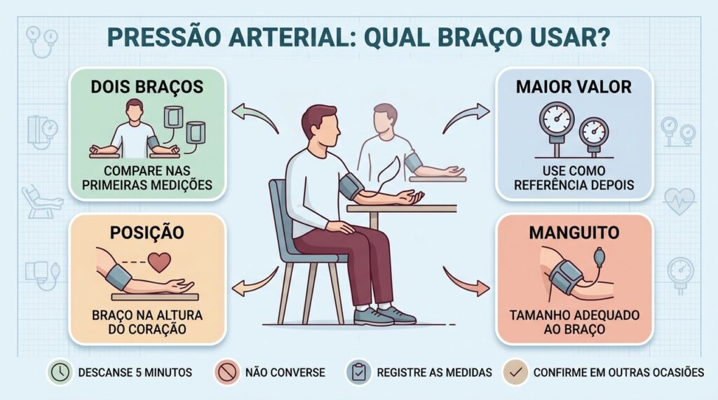 O braço com valores consistentemente maiores deve orientar as medições futuras.
