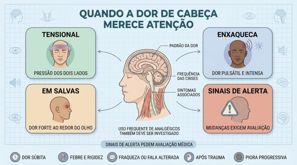 Padrão da dor, frequência e sinais de alerta ajudam a orientar investigação médica.