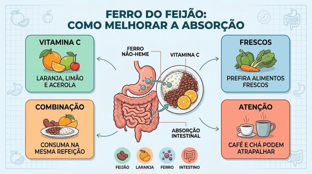 Quatro estratégias ajudam: vitamina C, alimentos frescos, combinação na refeição e atenção aos inibidores.