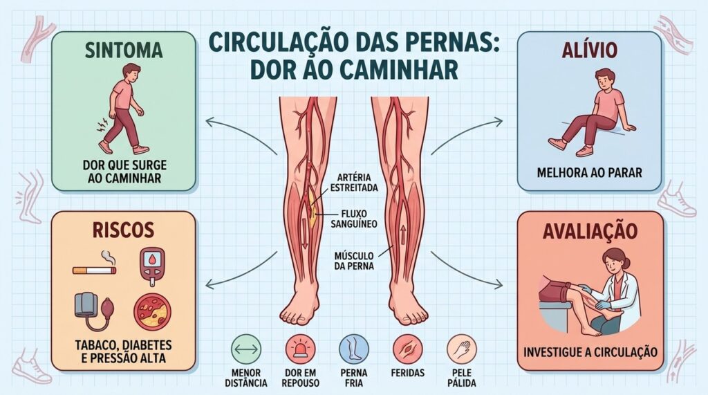 Dor ao esforço, fatores de risco e sinais de alerta ajudam a reconhecer má circulação.