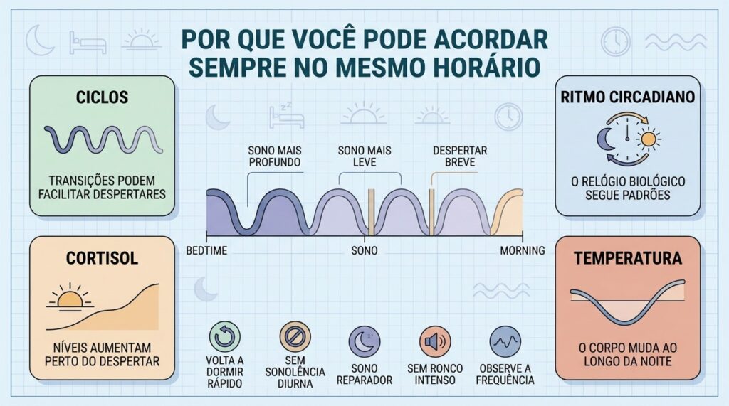 Ciclos do sono, ritmo circadiano, cortisol e temperatura ajudam a explicar despertares repetidos.