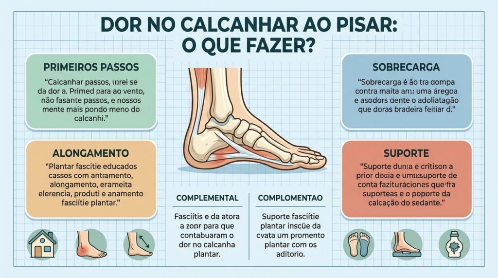 Primeiros passos, sobrecarga, alongamentos e suporte ajudam no controle da dor no calcanhar.
