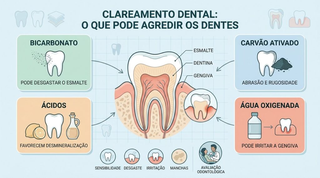 Avaliação odontológica ajuda a clarear os dentes sem comprometer esmalte e gengiva.