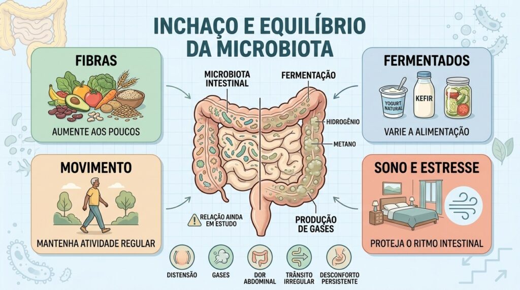 Fibras, fermentados, movimento e sono ajudam a sustentar o equilíbrio intestinal.