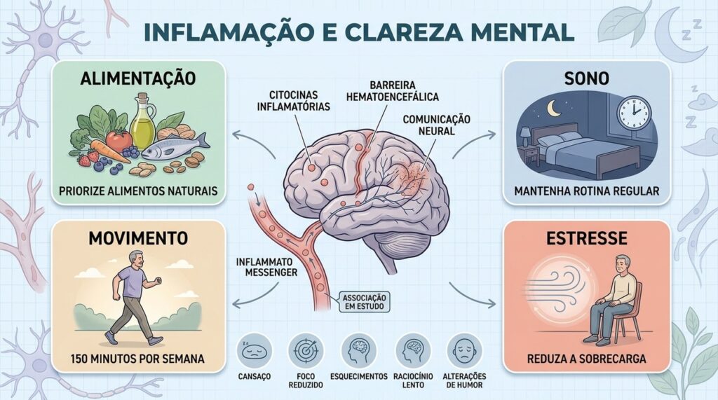 Alimentação, sono, movimento e manejo do estresse podem modular processos inflamatórios.