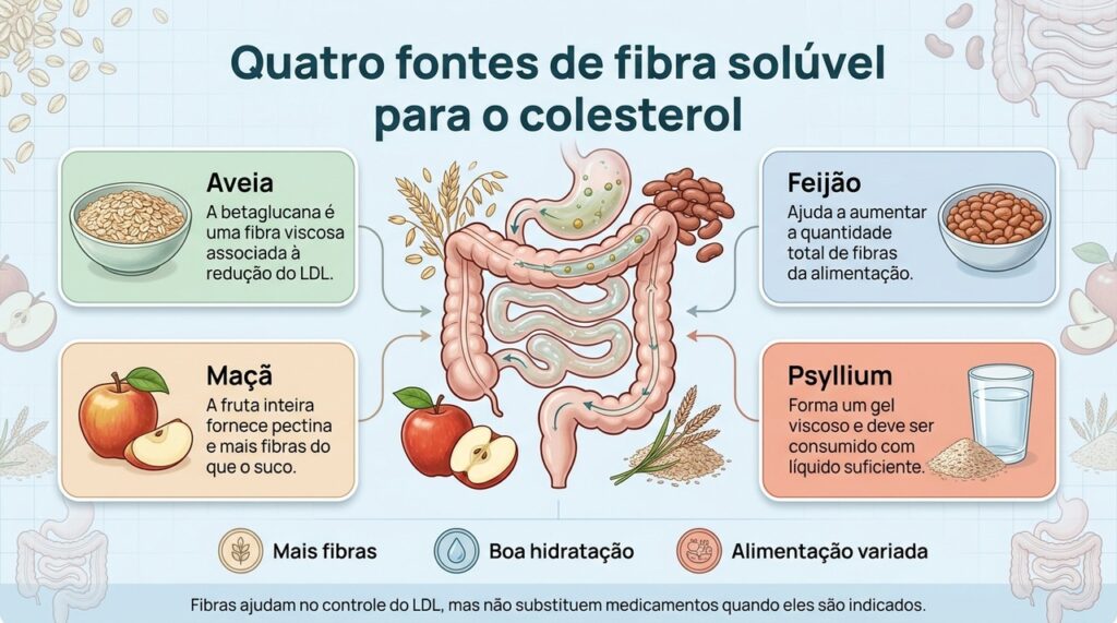 O efeito das fibras sobre o colesterol é moderado e funciona melhor dentro de uma alimentação equilibrada.