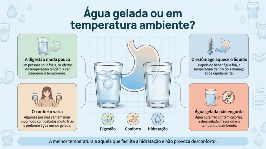 O corpo ajusta rapidamente a temperatura da água, e a escolha costuma depender principalmente do conforto.