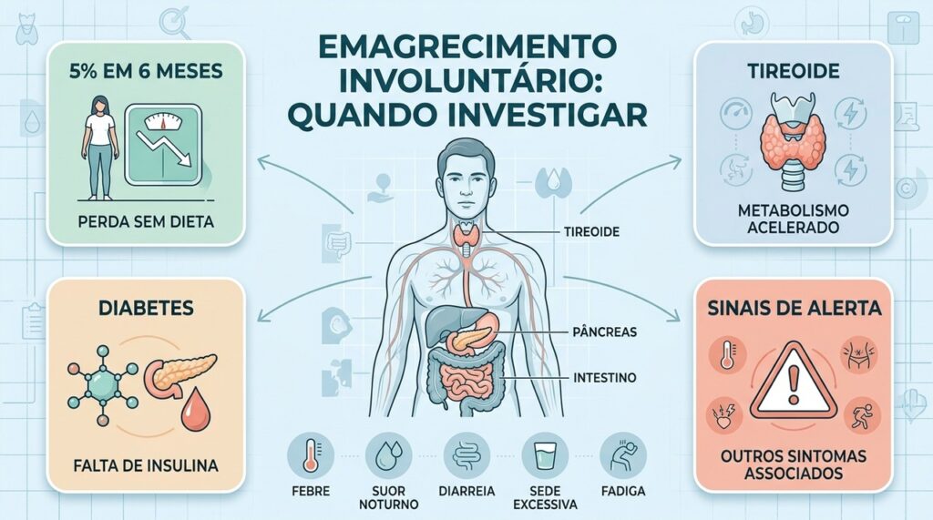 Quatro pistas ajudam a reconhecer quando o emagrecimento involuntário precisa de investigação clínica.