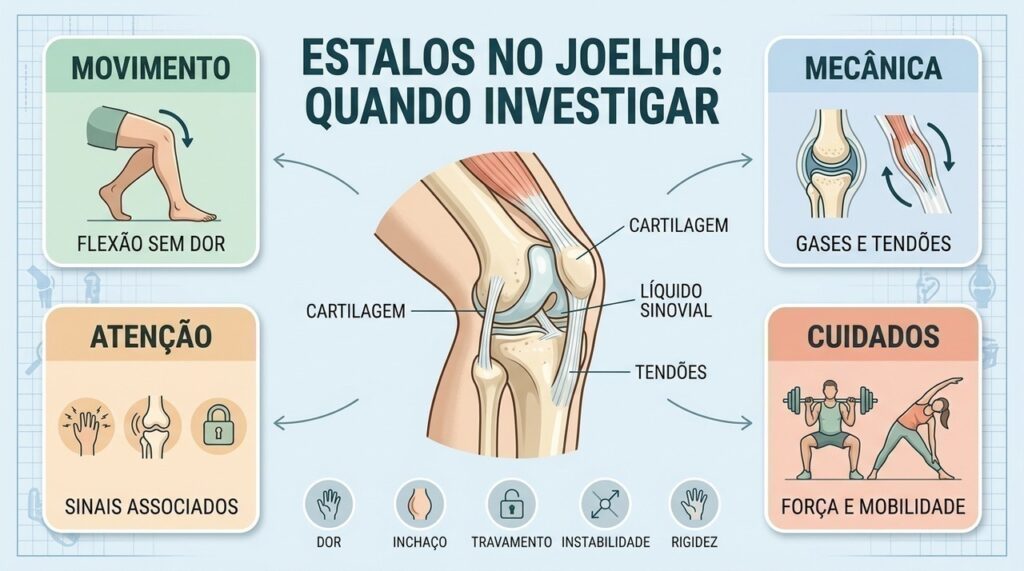 Dor, inchaço, travamento e instabilidade ajudam a diferenciar estalos comuns de possíveis lesões.