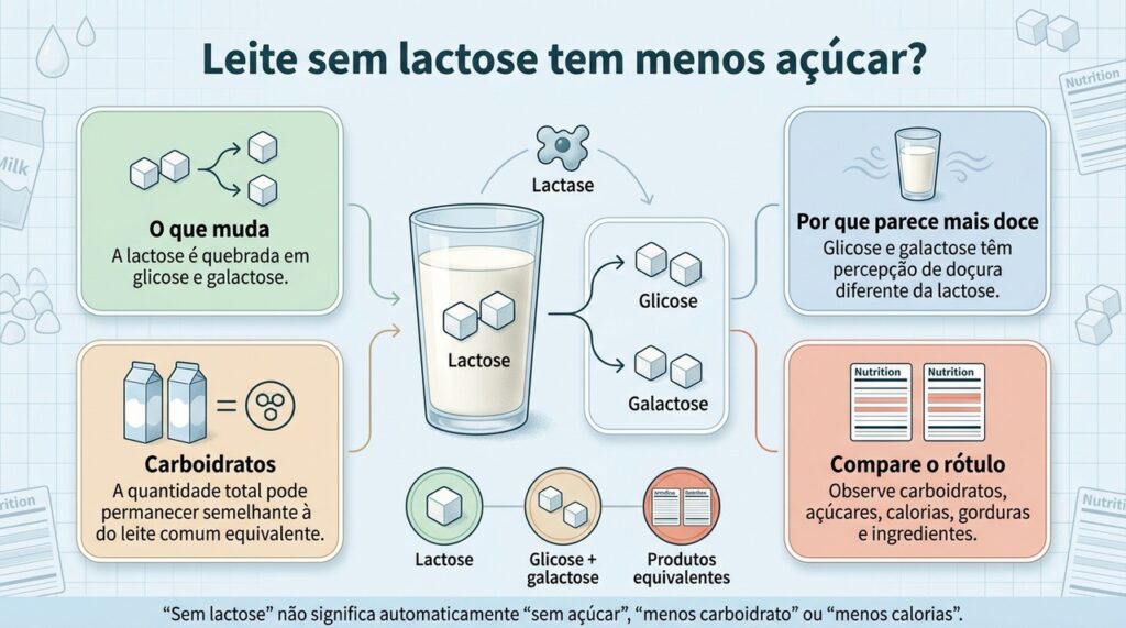 O sabor mais doce do leite sem lactose não significa necessariamente mais açúcar adicionado.