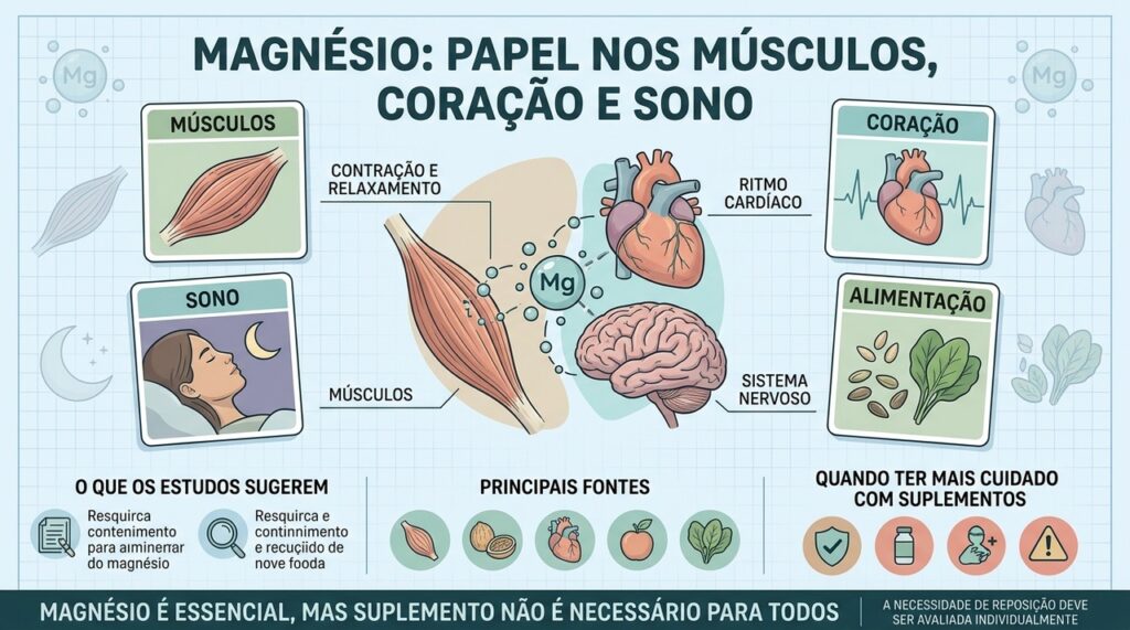 Músculos, coração, sono e alimentação resumem as principais funções do magnésio.