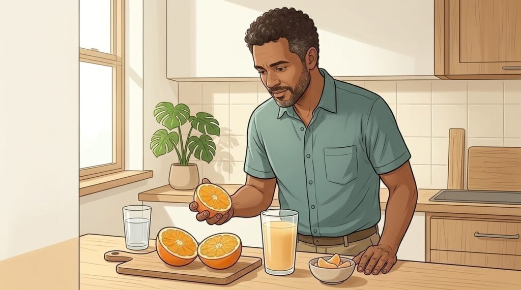 Fruta inteira e suco oferecem nutrientes, mas o bagaço muda o efeito intestinal.