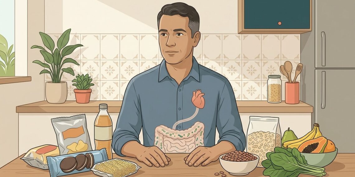 O consumo excessivo de ultraprocessados está relacionado à alteração da microbiota intestinal e ao aumento do risco cardiovascular