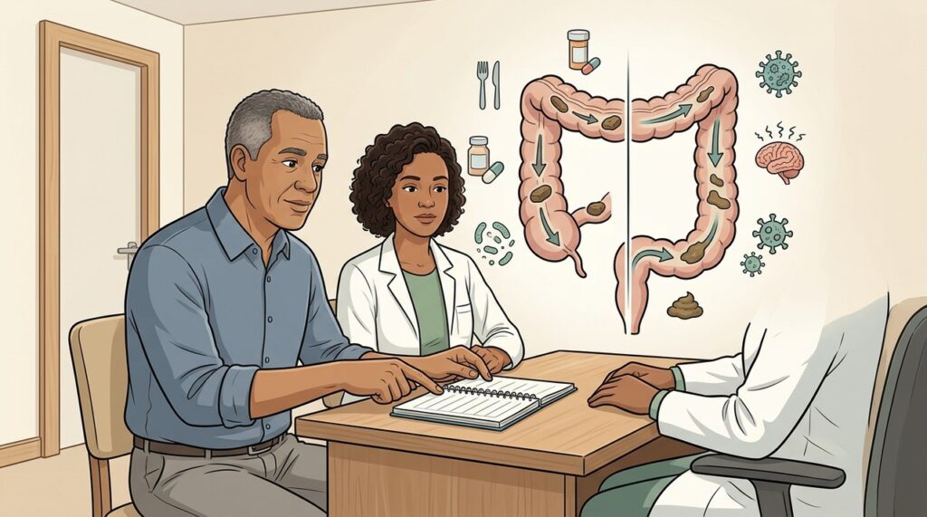 Dieta, medicamentos, infecções e alterações intestinais podem produzir o mesmo padrão de alternância.