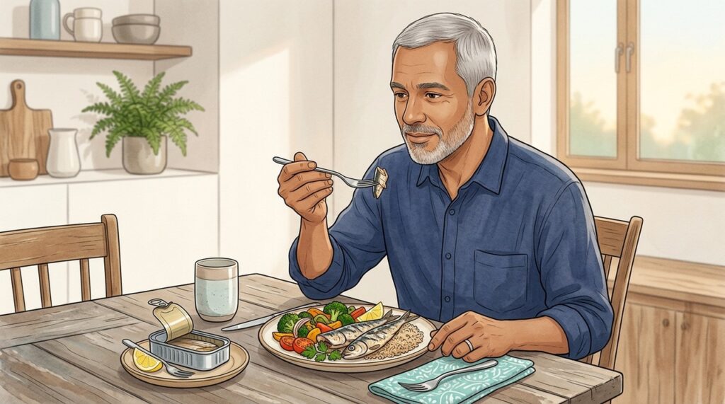 Com escolhas simples, a sardinha pode integrar refeições nutritivas ao longo da semana.