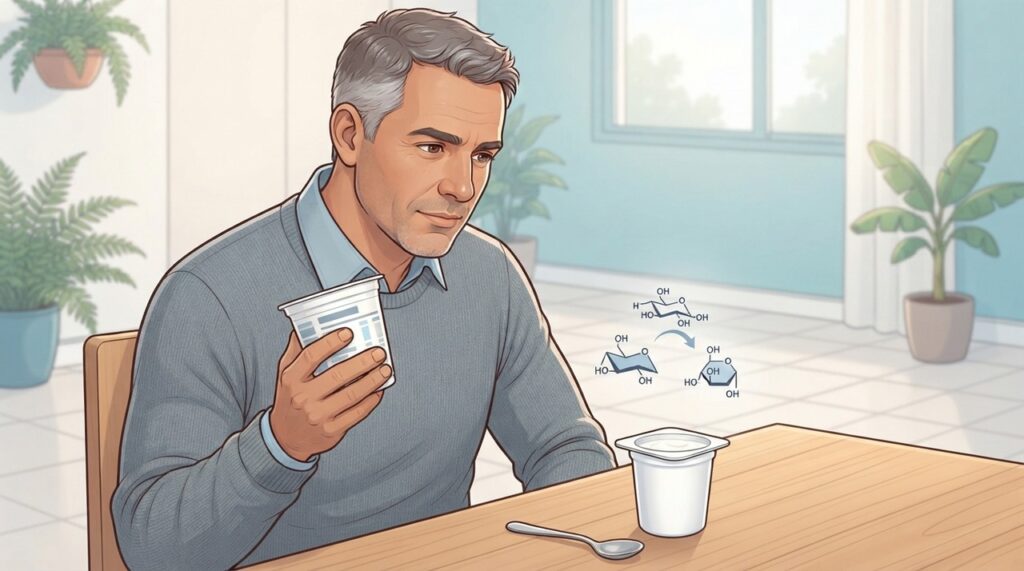 Iogurte sem lactose pode continuar contendo açúcares naturais ou adicionados.
