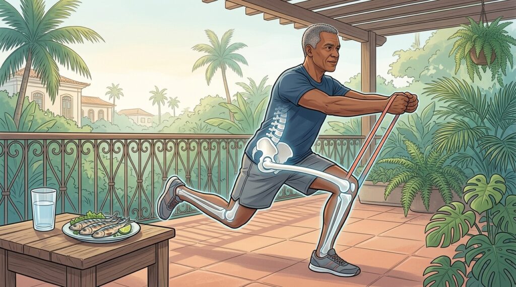 Cálcio, vitamina D e exercícios formam uma estratégia importante contra a perda óssea.