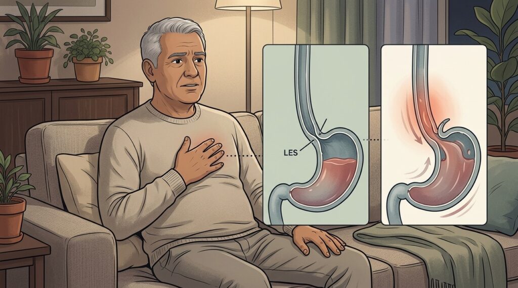 Refeições volumosas e deitar após comer podem facilitar episódios de refluxo ácido.