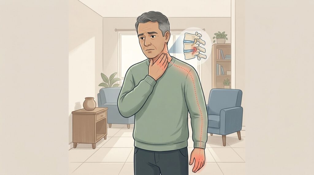 Formigamento que parte do pescoço e percorre o braço sugere origem cervical.
