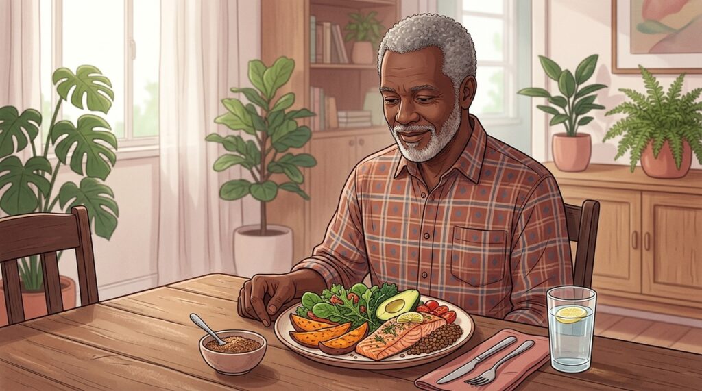 Peixes, leguminosas, frutas e vegetais ajudam a cuidar diariamente da saúde do coração.