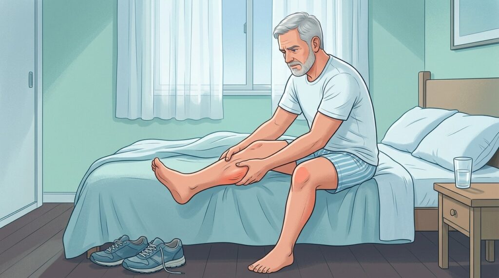 Durante a madrugada, panturrilha encurtada e fadiga muscular podem desencadear contrações dolorosas.
