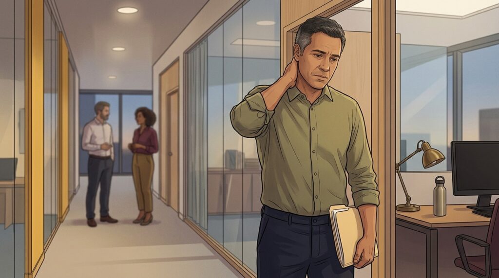 Irritabilidade, tensão muscular e afastamento podem acompanhar o esgotamento relacionado ao trabalho.