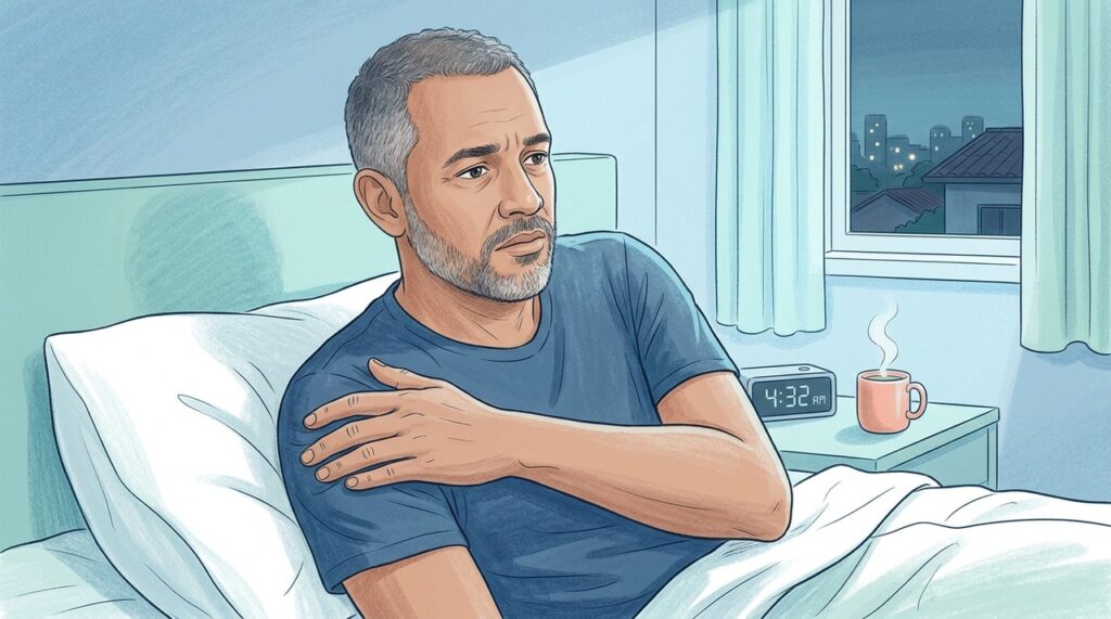 Quando a dor persiste, noites mal dormidas podem aumentar tensão e sensibilidade aos sintomas.