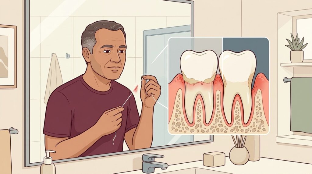 Gengivite começa perto da margem dos dentes e pode evoluir sem tratamento.