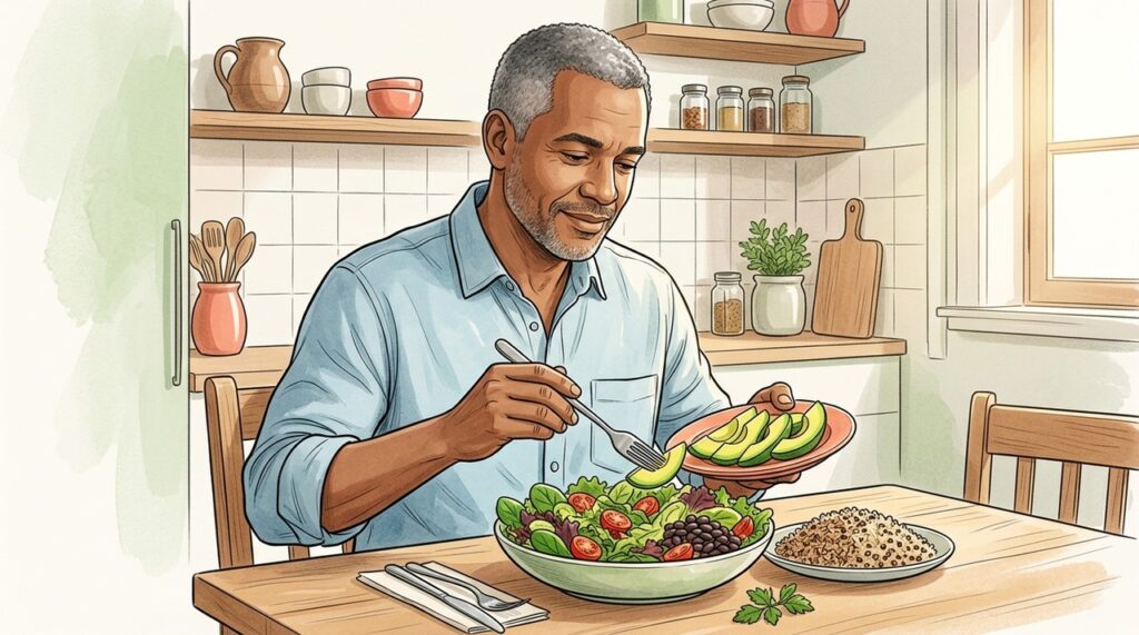 Fibras e gorduras monoinsaturadas do abacate contribuem para uma alimentação cardioprotetora.