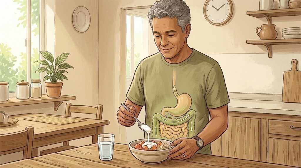 Fibras, hidratação e rotina matinal podem favorecer o trânsito intestinal regular.