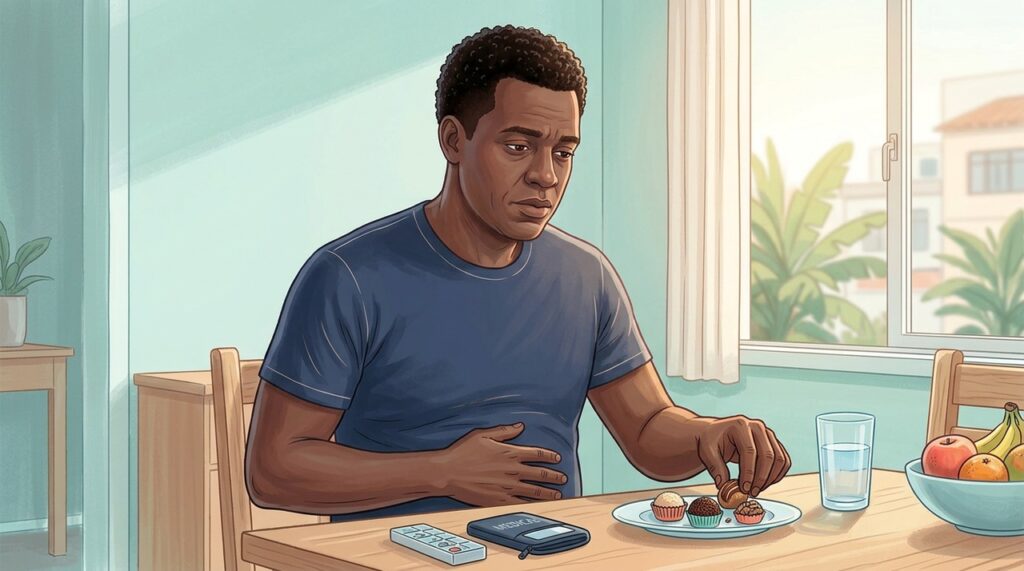 Vontade frequente de doces e gordura abdominal podem acompanhar alterações na ação da insulina.