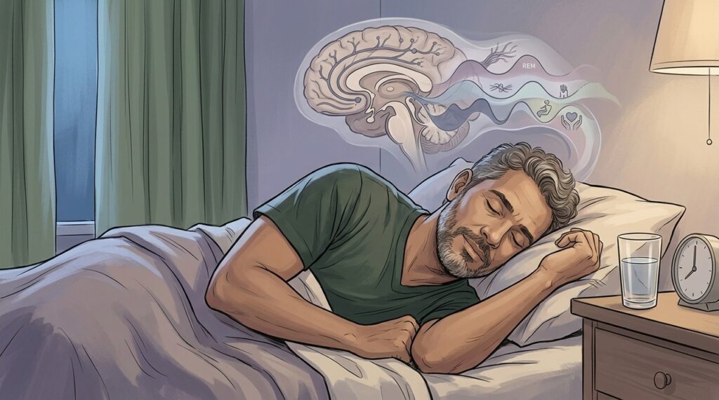 Dormir entre sete e nove horas favorece recuperação cerebral e equilíbrio emocional.