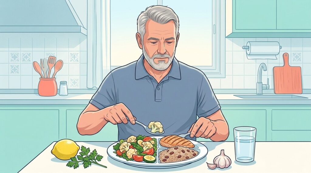 O método do prato simplifica refeições equilibradas para quem controla diabetes e hipertensão.