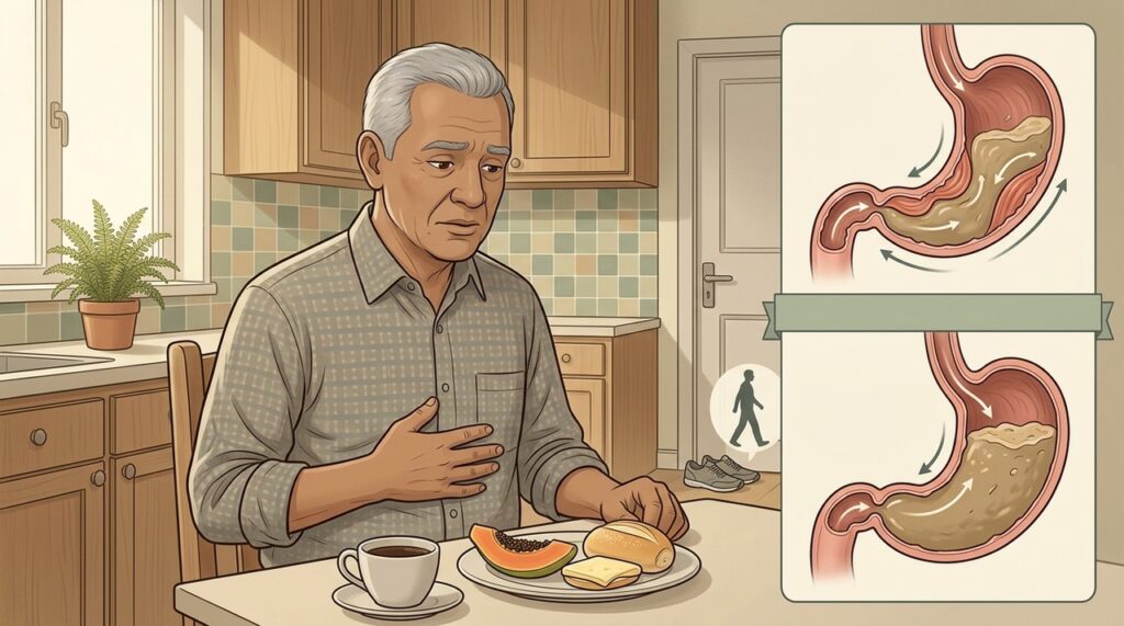 Gastroparesia pode manter alimentos no estômago por mais tempo que o esperado.