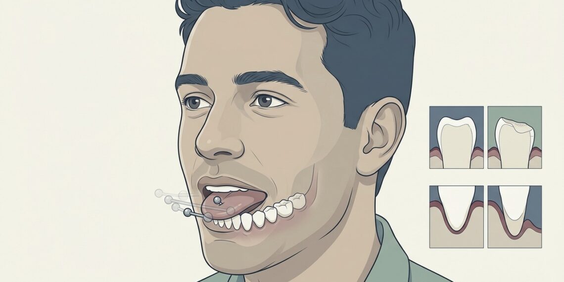 Piercing na língua e no lábio pode causar retração gengival e desgaste dentário ao longo do tempo
