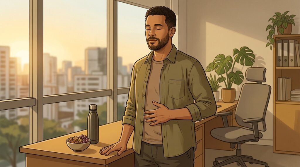 Uma pausa, luz natural e respiração consciente ajudam a recuperar o equilíbrio emocional.