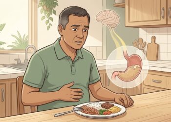 A sensação de estufamento após comer pouco não acontece só por comer rápido, mas na maioria dos casos por retardo no esvaziamento do estômago e sensibilidade aumentada da parede abdominal