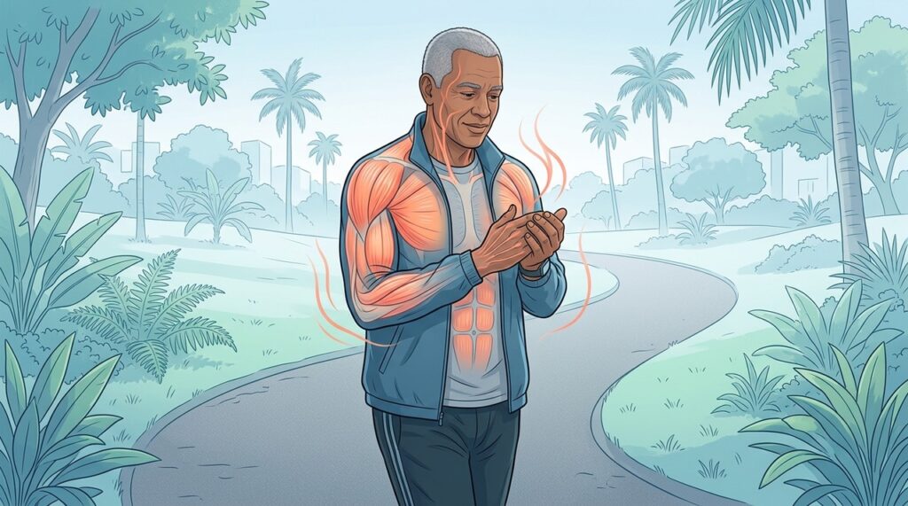Massa muscular e atividade física ajudam o corpo a produzir calor e manter as extremidades aquecidas.